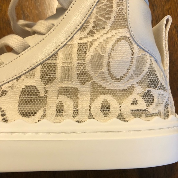 NIB $575 Chloé Lauren High Top Platform Sneaker in MILD BEIGE, Size 10US/40EU! - Picture 12 of 14
